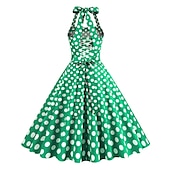 olcso Ruhák-Retró 1950-es Rockabilly A-Line ruha Swing ruha Pánt Pöttyös Női Álarcos mulatság Alkalmi / Napi Lánybúcsú Felnőttek Ruha Hazatérő ruhák Tavaszi nyár