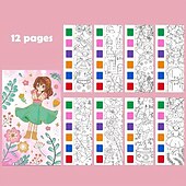 preiswerte Mal-, Zeichen- und Künstlerbedarf-12-teiliges Aquarell-Malbuch für Kinder, Mal- und Zeichenbuch für Schüler, Zeichen- und Malpapier mit integriertem Aquarellstift, der die Konzentration der Kinder verbessert