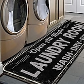 cheap Mats &amp; Rugs-Laundry Bath Mat Non-slip Runner Non Skid Machine Washable Area Rugs Laundry Decor for Kitchen, Bath, Washroom Blue White