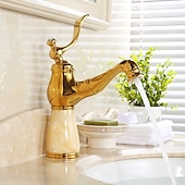cheap Pull Out Spray-Traditional Bathroom Faucet Pull Out Basin Sink Mixer Taps Short/Tall, Vintage Brass Vessel Taps Ceramic Single Handle, with Cold and Hot Hose
