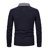 preiswerte Sport-Herren Polos mit Knöpfen Poloshirt Casual Festtage Kargen Langarm Modisch Basic Glatt Klassisch Sommer Regular Fit Traube Dunkelmarine Grau Polos mit Knöpfen