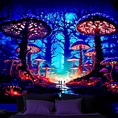 זול שטיחי קיר של Blacklight-trippy magic mushroom blacklight שטיח שטיח uv reactive glow party neon misty mushroom פסיכדלי תלוי שטיח קיר אמנות קיר ציור קיר לחדר שינה בסלון