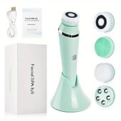voordelige Persoonlijke bescherming-4-in-1 elektrische gezichtsreinigingsborstel gezichtsmassager gezichtskit set gezichtswasborstel gezichtsmachine exfoliërende borstel en gezichtsmassager skin spa kit waterdichte mee-eter acne