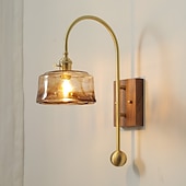 economico Lampade LED da parete-lightinthebox applique da parete a led in vetro a 1 luce, applique moderna e27, applique da parete minimalista quadrata in vetro marrone, lampada da parete moderna ad angolo regolabile, per studio