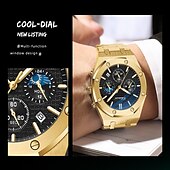 olcso Quartz órák-CHENXI Luxus Quartz Óra Férfiaknak Királyi Rozsdamentes Acél Vízálló Kronográf Sport Üzleti Hétköznapi Férfi Quartz Karóra Lumineszcens Órák Apák Napjára
