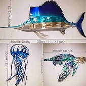 preiswerte Wanddekoration aus Metall-1 Stück Metall-Fisch-Wanddekoration, Wandkunst tropische Fischskulptur, Segelfisch-Metall-Schmiedeeisen-Silhouette, Kunsthandwerk, Innenwand, Heimdekoration