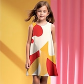 economico Abito 3D Shining Vision-ragazze&#039; 3D Pop art Fantasia geometrica Color Block Vestito Senza maniche Stampa 3D Estate Primavera Da mare Sportivo Giornaliero stile sveglio Informale Dolce Bambino 4-12 anni Abito casual Abito