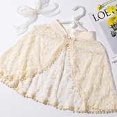 abordables Velos de Boda-chales abrigo de mujer estilo flor elegante sin mangas encaje otoño boda envuelve con flor para boda primavera/otoño&amp;amp; verano