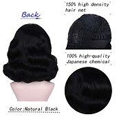 cheap Historical Wigs-Hair 50s Wig Rockabilly Vintage Wig Wavy Black Wig  Wig For Woman For Cosplay &amp; Daily Use Halloween Wigs