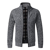 Men's Sweater Dress Sweater Cardigan Zip Sweater Sweater Jacket Knit Zipper Pocket Stand Collar Stylish Casual Clothing Apparel Fall Winter Black Wine S M L 18