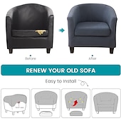 cheap Armchair Cover &amp; Armless Chair Cover-Velvet Club Chair Barrel Chair Slipcover Tub Chair Cover Couc Furniture Protector with Seat Cushion Cover Elastic Bottom Soft for Hotel Bar Counter Living Room