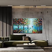 preiswerte Landschaftsgemälde-Ölgemälde handgemalte handgemalte Wandkunst abstrakte Regen Straße Baum Lampe Messer Landschaft Hauptdekoration Dekor gerollte Leinwand kein Rahmen ungedehnt