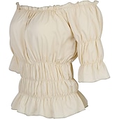 cheap Tops-Pirate Lady Elegant Victorian Medieval Renaissance Summer Blouse / Shirt Tank Top Women&#039;s Girls&#039; Off Shoulder Costume Vintage Cosplay Party / Evening Dailywear Carnival Half Sleeve Top Carnival