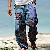 Men's Trousers Summer Pants Beach Pants Drawstring Elastic Waist 3D Print Graphic Prints Flower / Floral Comfort Casual Daily Holiday Streetwear Hawaiian Yellow Red 6