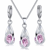 abordables Conjuntos de joyas-Los sistemas nupciales de la joyería 2 Zirconio Cristal Anillos 1 Collar Mujer Moda Estilo lindo Fresco Encantador Clásico Precioso Irregular Conjunto de joyas Para Boda Fiesta