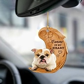 preiswerte Anhänger &amp; Ornamente fürs Auto-Niedlicher Engelsflügel-Hund „Forever in My Heart“ zum Aufhängen, Cartoon-Anhänger, niedlicher Anhänger für Autotasche, Schlüsselanhänger, Auto-Ornamente für Rückspiegel, Innendekoration im Auto