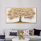 abordables Peintures fleurs/botaniques-Mintura main arbre doré paysage peintures à l&#039;huile sur toile mur art décoration moderne abstrait photos pour la décoration intérieure roulé sans cadre non étiré peinture
