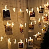cheap Battery String Lights-Elegant Wedding Party Reception Photo Clip String Lights – 1.5M/3M/6M Fairy Copper Wire, Waterproof, Warm White, for Bedroom and Holiday Decor