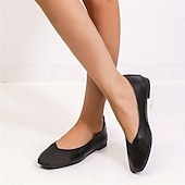 ieftine Pantofi Joși de Damă-balerini negri de damă – pantofi cu slip-on din piele artificială moale pentru lucru, ocazional și purtare zilnică