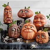 cheap Halloween Hanging &amp; Tabletop Decorations-Halloween Decoration Courtyard Decoration Halloween Monster Combinations Pumpkin Venue Layout Props Pumpkin Bar Expressive Pumpkin Statue