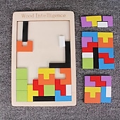 olcso Kirakós játékok-színes 3D fakockák puzzle agytorna montessori oktatójáték gyerekeknek az intelligencia fejlesztésére &amp; kreativitás