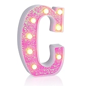 cheap Decorative Lights-LED Letter Lights Light Up Pink Letters Glitter Alphabet Letter Sign Battery Powered for Night Light Birthday Party Wedding Girls Gifts Home Bar Christmas Decoration Pink Letter