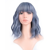 voordelige Feestpruiken-Pastel Golvende Perkament Met Luchtponny Vrouwen Korte Bob Paarse Roze Krullende Schouderlengte Bob Synthetische Dagelijkse Gebruik Kleurrijke Cosplay Perkament voor Meisjes Halloween Perkamenten