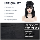 levne Paruky filmových postav-Beetlejuice 2 Lydia Deetz cosplay kostýmová párty paruka nevěsta nadýchané drdoly kudrnatá černá střední dlouhá rovná paruka s ofinou karnevalové kostýmové doplňky paruky na Halloween