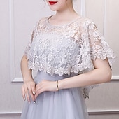 cheap Cape-Women&#039;s Wrap Cape Vintage Elegant Sleeveless Polyester Wedding Wraps With Lace For Wedding Summer