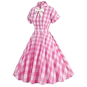 levne Šaty-Přehoz Klasik Retro A-Line šaty Flare šaty Pléd Kostkovaný Vzor gingham Dámské Dívčí Karneval Plesová maškaráda Dovolená Na den Čajový dýchánek Dospělé Šaty Šaty pro návrat domů Jaro léto
