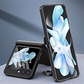 cheap Samsung Cases-Phone Case For Samsung Galaxy Z Flip 7 Z Flip 5 Back Cover Portable with Stand Holder with Screen Protector Solid Color Tempered Glass PC