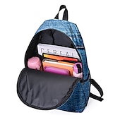 cheap Printed Backpacks-3D Cat Print Denim Backpack for Kids – Cute Animal School Bag with Large Capacity and Fun Design for Boys and Girls