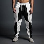 preiswerte Sweatpants-Herren Jogginghose Trainingshose Jogginghose Jogger Hose Hosen Jogginghose mit geradem Bein Patchwork Kordelzug Elastische Taille Farbblock Komfort Atmungsaktiv Casual Täglich Festtage Sport Modisch
