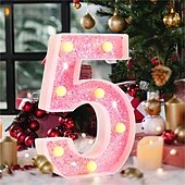 cheap Decorative Lights-LED Letter Lights Light Up Pink Letters Glitter Alphabet Letter Sign Battery Powered for Night Light Birthday Party Wedding Girls Gifts Home Bar Christmas Decoration Pink Letter
