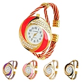 abordables Relojes de Cuarzo-Relojes de marca de lujo para mujer, reloj de pulsera grande con diamantes de imitación, reloj vintage de moda para mujer, reloj saat, relojes femeninos