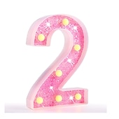 cheap Decorative Lights-LED Letter Lights Light Up Pink Letters Glitter Alphabet Letter Sign Battery Powered for Night Light Birthday Party Wedding Girls Gifts Home Bar Christmas Decoration Pink Letter