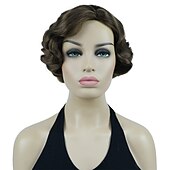 economico Parrucche storiche-Parrucca Vintage Festa Cosplay Leggera Butterscotch Capelli Corti Ondulati Flapper Accessorio Parrucca Halloween