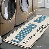 cheap Mats &amp; Rugs-Laundry Bath Mat Non-slip Runner Non Skid Machine Washable Area Rugs Laundry Decor for Kitchen, Bath, Washroom Blue White