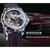 voordelige Mechanische Horloges-WINNER Mannen Mechanisch Horloge Luxe Groot Wijzerplaat Mode Zakelijk Automatisch Zelfopwindend Luminous Decoratie Leren Horloge