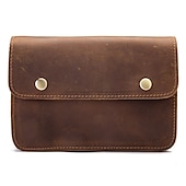 cheap Universal Phone Bags-Men&#039;s Fanny Waist Bag Crazy Horse Genuine Leather Waist Packs Belt Loop Hip Hook Bum Bag Handmade Travel Small Phone Waist Pouch