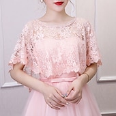 cheap Cape-Women&#039;s Wrap Cape Vintage Elegant Sleeveless Polyester Wedding Wraps With Lace For Wedding Summer
