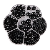 halpa helmien valmistussarja-1150kpl mustia helmihelmiä korujen tekemiseen muoviset helmihelmet löysät pyöreät tekohelmihelmet, joissa on reikiä askarteluun korvakoru choker kaulakoru rannekorun valmistus 3/4/5/6/8/10/12mm