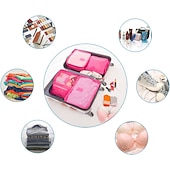 billiga bagage- och reseförvaring-kompressionspaket för resepaketering för bagageförvaring och utrymmessparare för ryggsäcksarrangör, 6 st reseförvaringsväskor för kläder, resväska påsar, garderob och kuber för bagagepackning