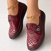 ieftine Mocasini de Damă-mocasini vintage de dama bordeaux cu design floral brodat - pantofi confortabili casual cu slip-on