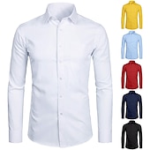 cheap Men&#039;s Dress Shirts-Men&#039;s Dress Shirt Waves Wedding Formal Evening Black White Yellow Red Long Sleeve Classic Collar All Seasons Clothing Apparel Buckle
