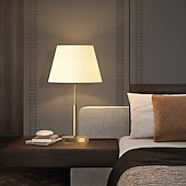 cheap Bedside Lamp-LED Table Lamp Gold Brass Fabric Modern Warm White Bedside Table Lamp Applicable to Living Room Bedroom Office Bedside Cabinet and Bookcase 110-240V