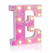 cheap Decorative Lights-LED Letter Lights Light Up Pink Letters Glitter Alphabet Letter Sign Battery Powered for Night Light Birthday Party Wedding Girls Gifts Home Bar Christmas Decoration Pink Letter