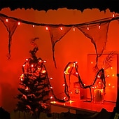 Недорогие Хэллоуин в помещении-хэллоуин струнные огни в помещении 30 светодиодов оранжевые украшения с черной марлей на батарейках 9,9-футовая жуткая ткань жуткие огни готический декор комнаты для вечеринок 2 режима постоянный /