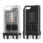 cheap Work Lights-V3 LED Keychain Flashlight with Type-C Rechargeable Torch Mini Keychain LIght with SIde Light Glare Multifunctional Work Light
