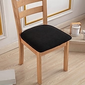 abordables Funda de silla-Fundas de asiento para silla de comedor, color burdeos, elásticas, suaves, lisas, de color sólido, duraderas, lavables, protector de muebles para comedor, fiesta